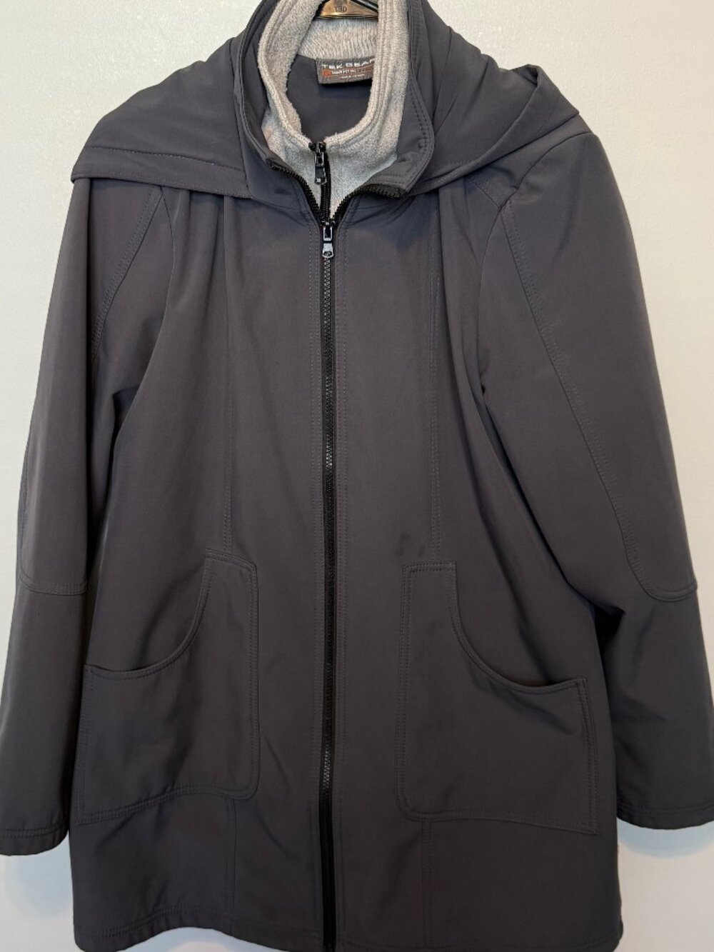 Tek Gear Gray WarmTek Jacket with Attached Hood Size Large